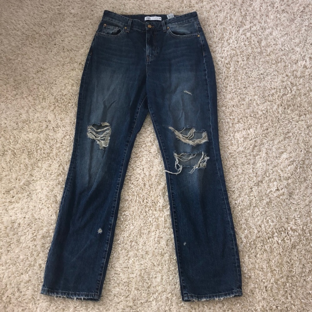 Zara Distressed Straight Jeans